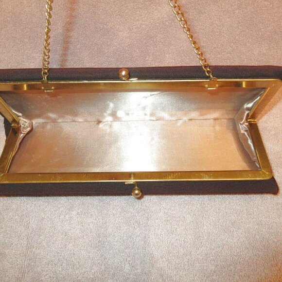 Vintage Baguette Clutch Purse Kisslock Filigree Chain Strap Old Money Regency - Picture 8 of 11